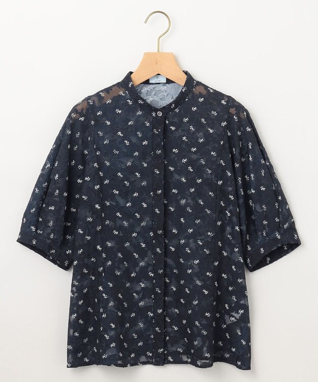 組曲 【WEB限定】フラワーボーダージャカードプリント ブラウス ネイビー系5