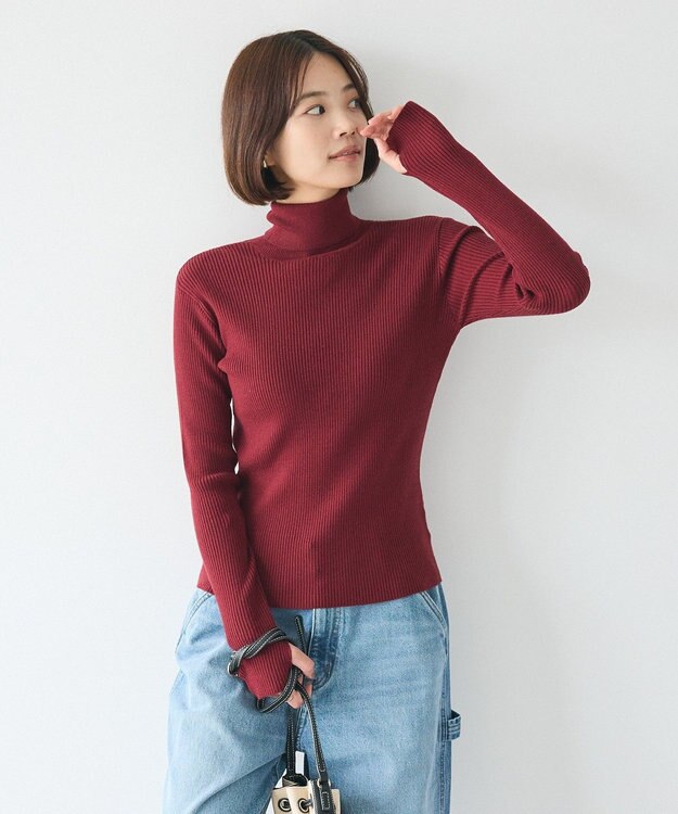CRAFT STANDARD BOUTIQUE 洗える/とてもちリブタートルネックニットプルオーバー/24AW Bordeaux