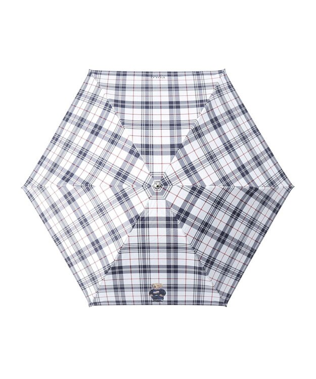 MOONBAT 【軽量】POLO RALPH LAUREN 晴雨兼用日傘 折りたたみ傘 チェック／遮光 遮熱 UV 簡単開閉 オフホワイト