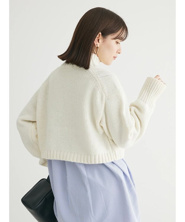 Green Parks ショート丈ケーブルニットプルオーバー Off White