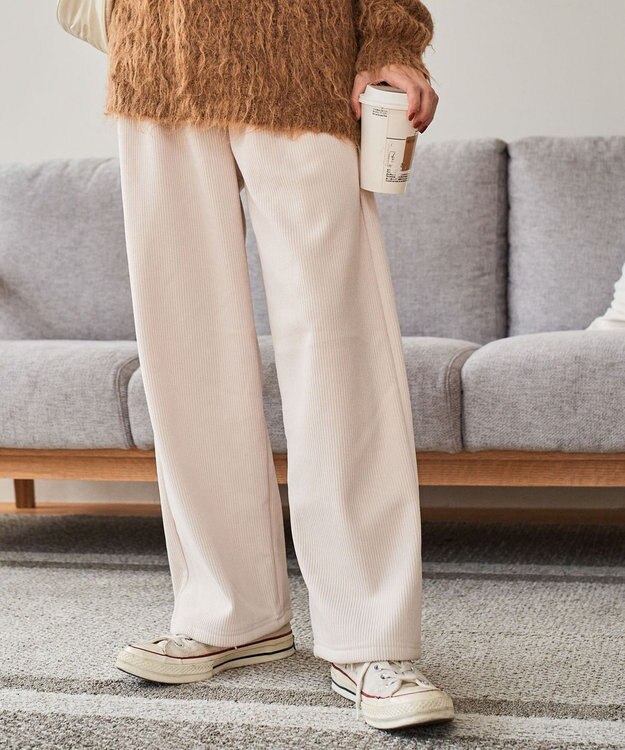 WEGO 裏起毛ワイドイージーパンツ ホワイトアイボリー