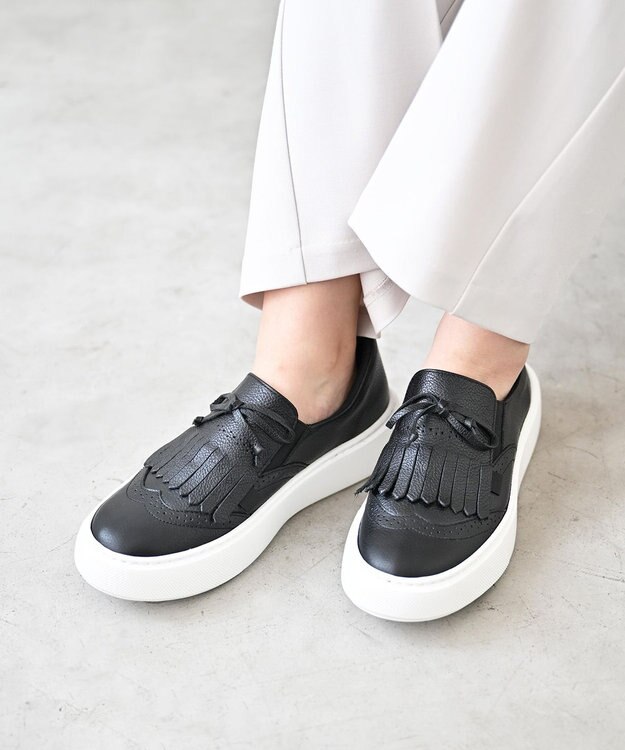 Pointer 日本製 本革タッセルスニーカー ブラック