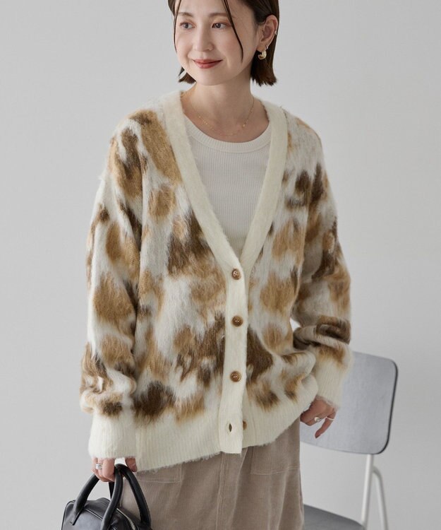 AMERICAN HOLIC ニュアンス柄ニットカーディガン Ivory