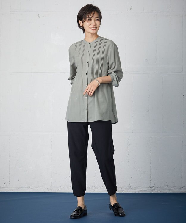 J.PRESS LADIES 【洗える】ストレッチピケジャージー パンツ ブラック系