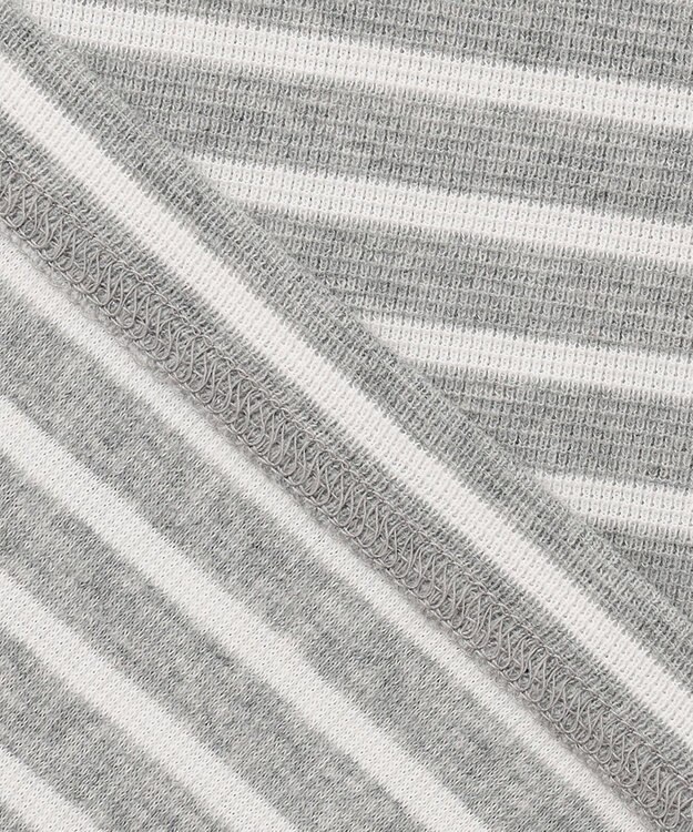 J.PRESS MEN ワッフルボーダー ロングTシャツ グレー系1