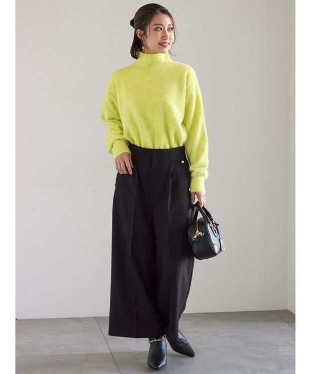 Te chichi 【宮本茉由着用】ハイネックフェザーニット イエロー