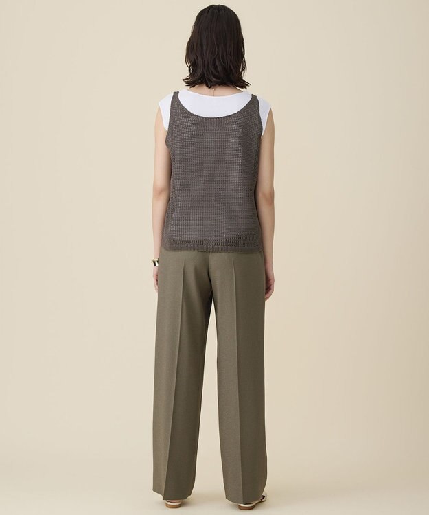 自由区 ペーパーコットンメッシュ ベスト ブラウン