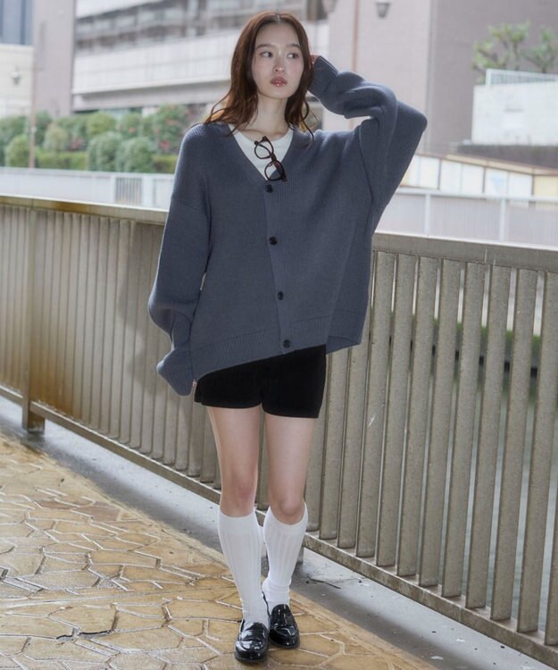 WEGO 【ユニセックス着用ITEM/MLサイズ展開】クロップドカーディガン ブルーその他