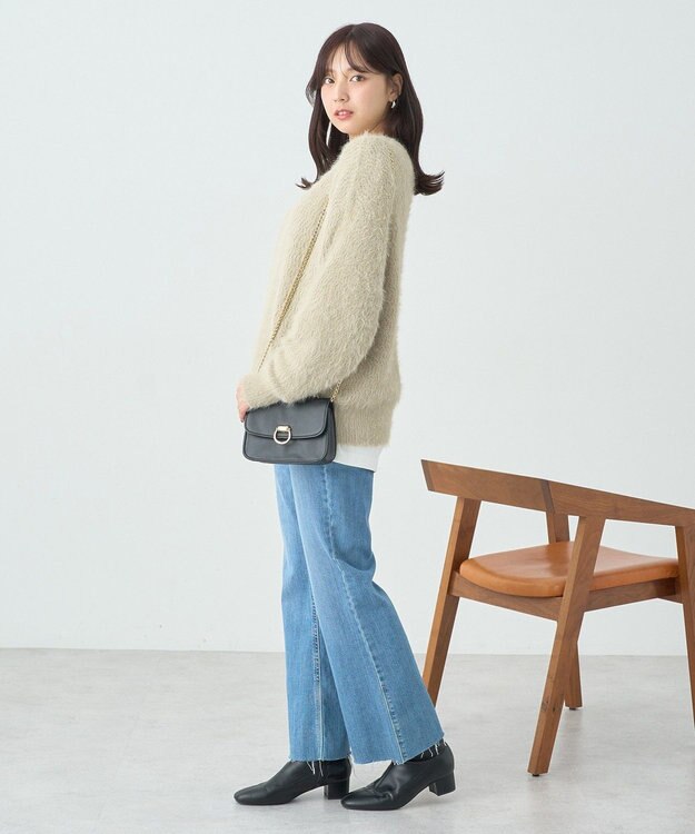 earth music&ecology モヘヤライクレースニット Beige