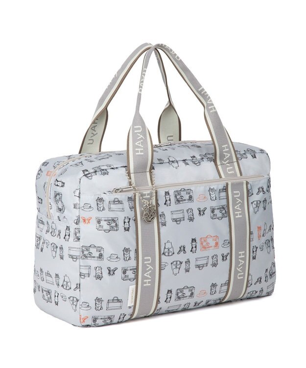 ACE BAGS & LUGGAGE HAyU × ace.  フォールディング 折り畳みボストンバッグ 猫柄 32L 17863 ライトベージュ柄