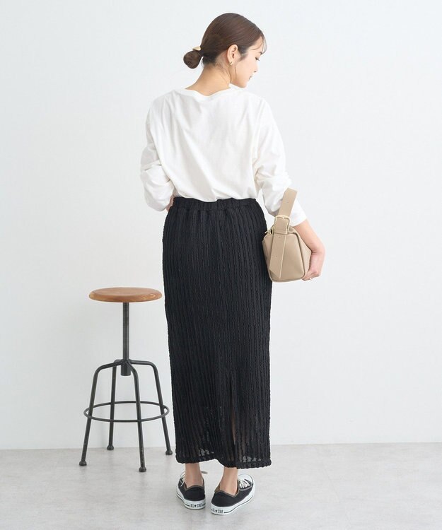 earth music&ecology ベルティカルフリルナロースカート Black