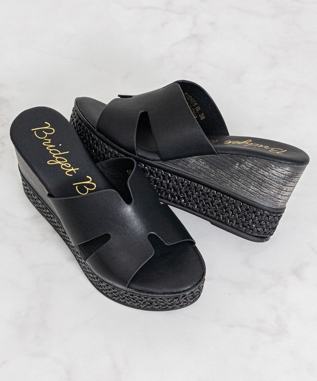 Bridget Birkin 【Bridget Birkin】サイドカットウェッジミュールサンダル ブラック