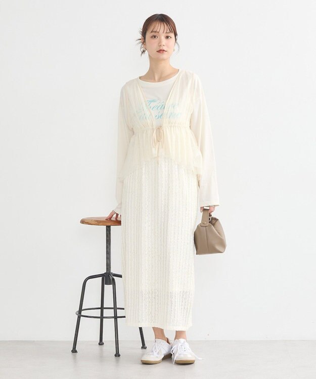 earth music&ecology ベルティカルフリルナロースカート Off White