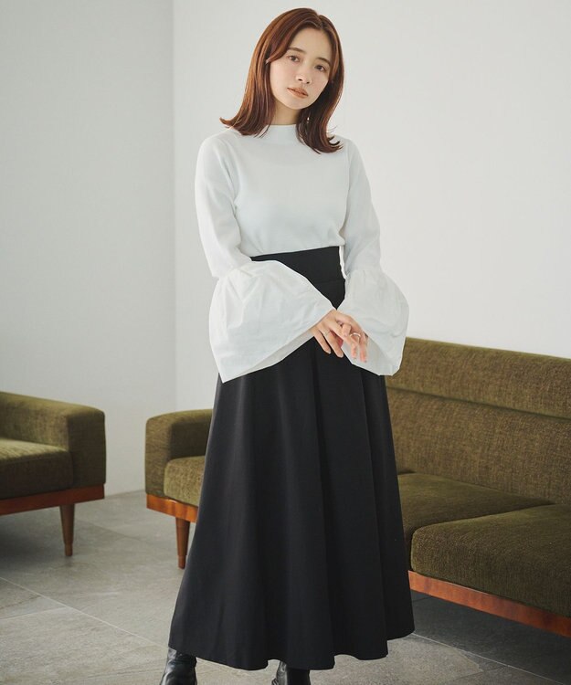 #Newans 【洗える】コンビネーションベルスリーブニット ホワイト