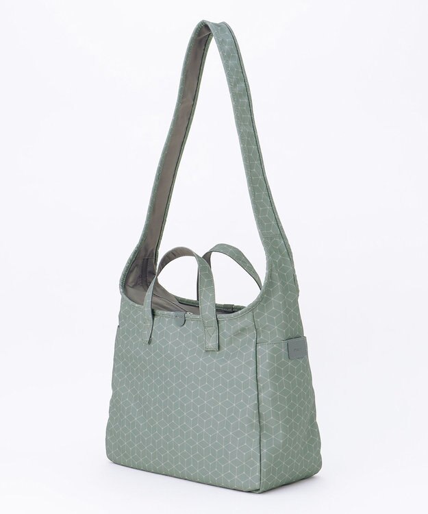 Y'SACCS キュービック×ポイントドット　2WAYトート＆ショルダー　Mサイズ アッシュグリーン