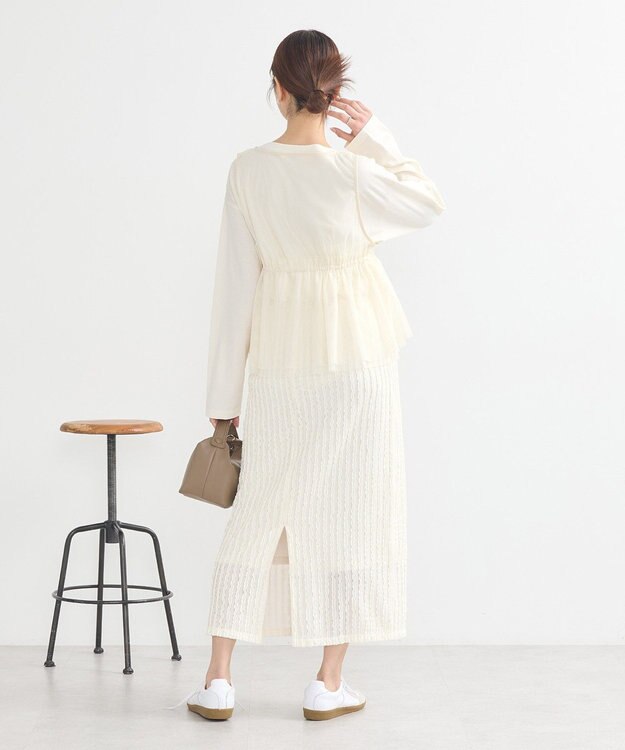 earth music&ecology ベルティカルフリルナロースカート Off White