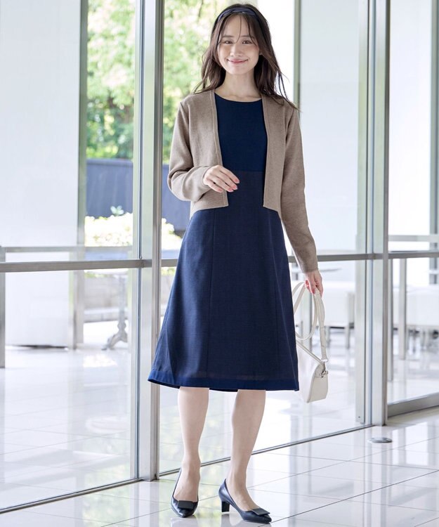 Tiaclasse L 【新色追加・洗える】ストレートショートニットボレロ グレージュ