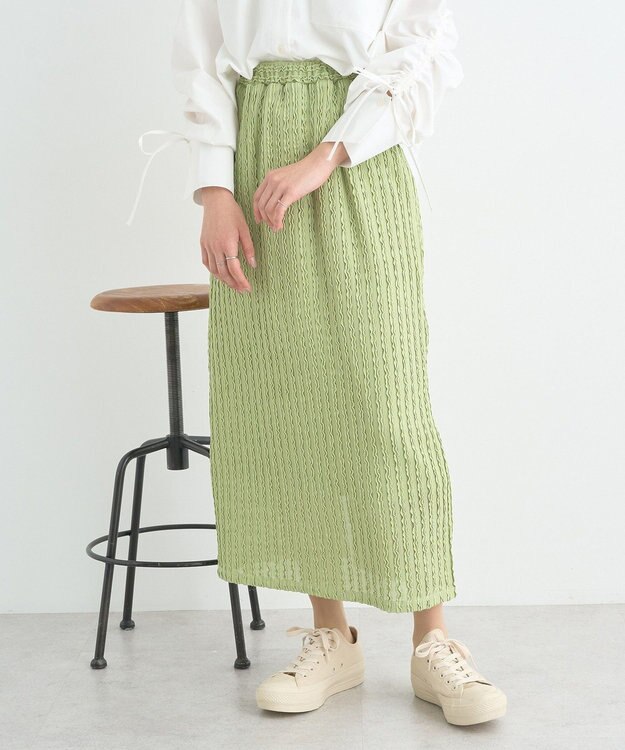 earth music&ecology ベルティカルフリルナロースカート Light Green