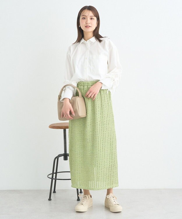 earth music&ecology ベルティカルフリルナロースカート Light Green