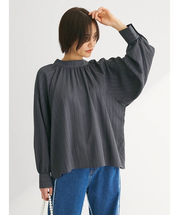 Green Parks ・ＡＮＤ　ＳＥＡＲＣＨ　バックリボンブラウス Charcoal Gray