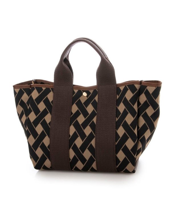 UNBILLION カシュカシュ cachecache / 柄アソートジャガード2wayトートバッグ ブラウンミックス