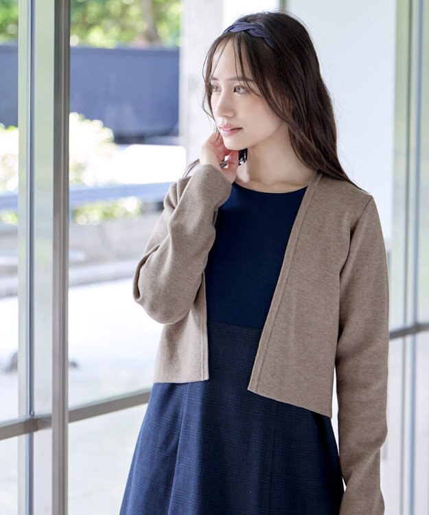 Tiaclasse L 【新色追加・洗える】ストレートショートニットボレロ グレージュ