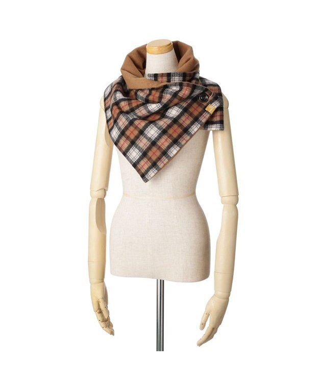 MOONBAT WEB限定【洗える】ミエル (miel) カシミヤ100％ チェックボタン付きマフラー ベージュ