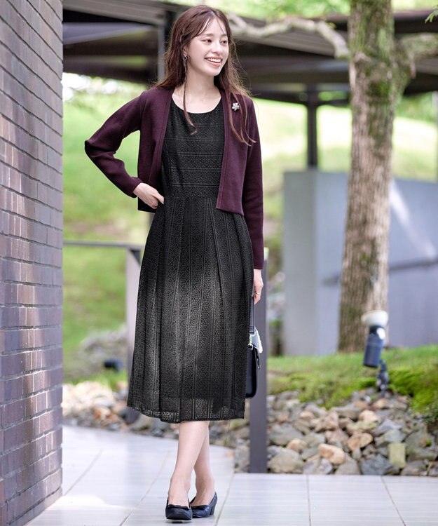 Tiaclasse L 【新色追加・洗える】ストレートショートニットボレロ バーガンディー