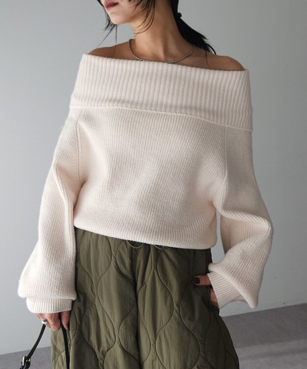 Green Parks オフショルダーニット Off White