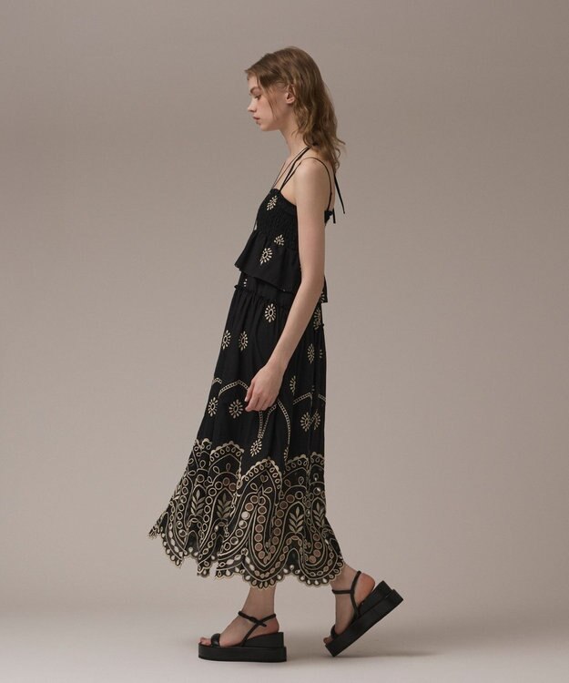 GRACE CONTINENTAL カットワークマキシドレス ブラック