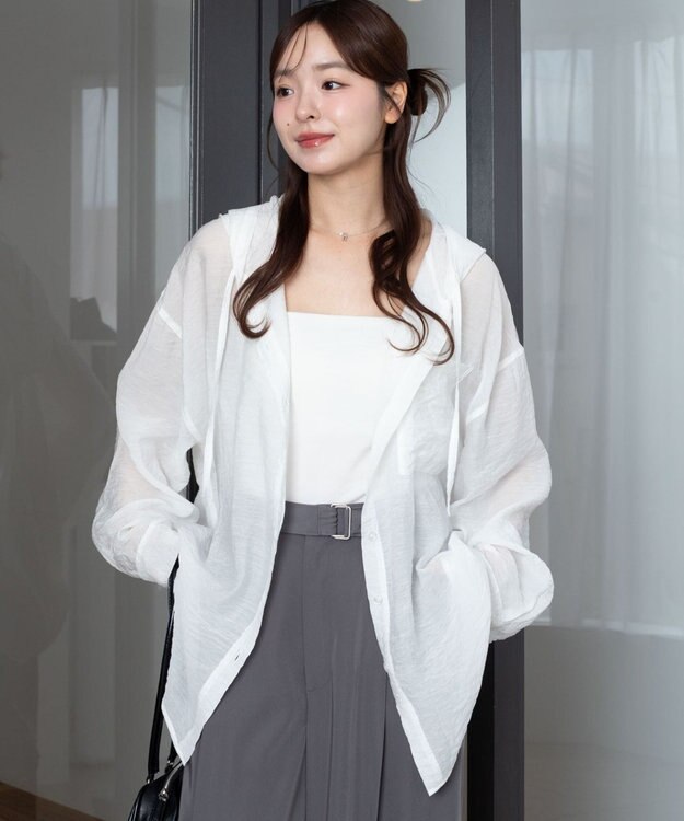 WEGO 【2026年春夏新作】シアーフードシャツ ホワイトアイボリー