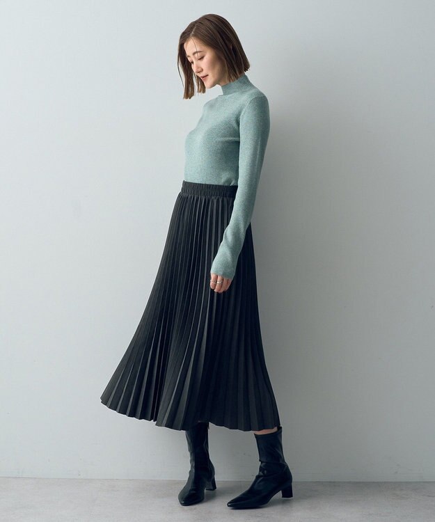 YECCA VECCA ピーチ起毛プリーツスカート Charcoal Gray