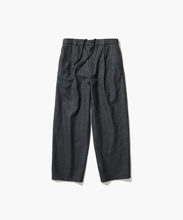ATON LINEN WOOL TWILL | ルーズフィットパンツ - UNISEX CHARCOAL GRAY