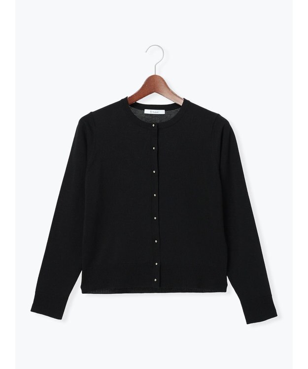 Te chichi 14G綿ポリクルーカーディガン ブラック