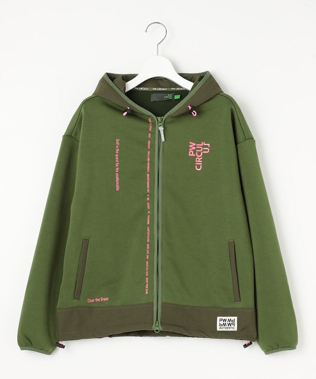 PW CIRCULUS 【WOMEN】裏毛ジップアップフーディー カーキ系