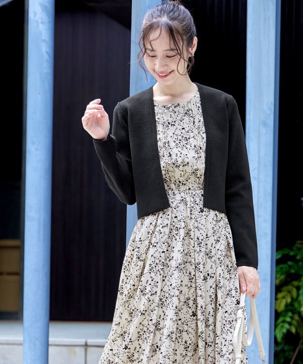 Tiaclasse L 【新色追加・洗える】ストレートショートニットボレロ ブラック