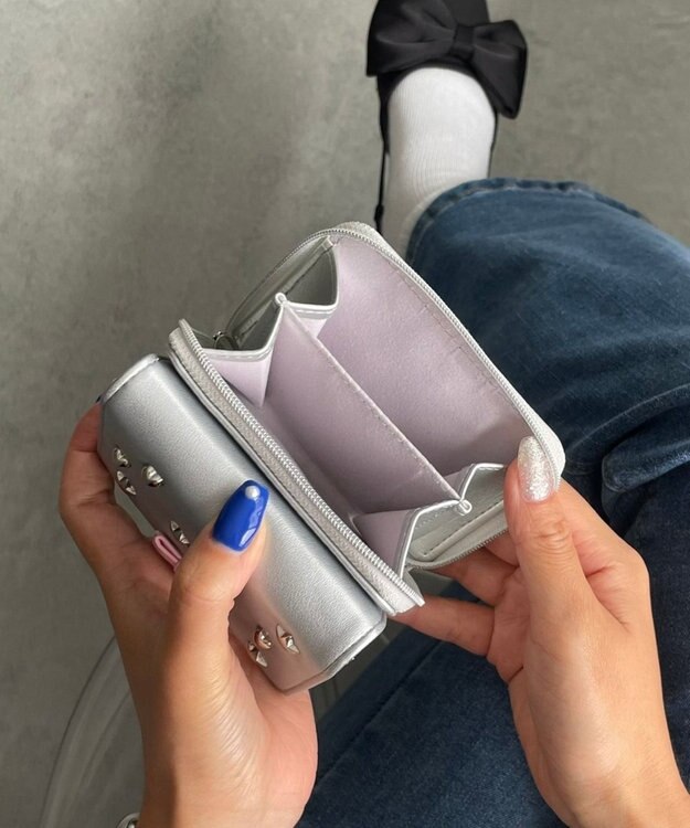 WEGO スタッズリボンウォレット シルバー