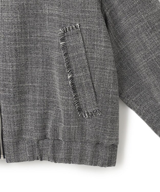 ICB 【洗える】 ライトスラブツイード ブルゾン ブラック×オフホワイト系