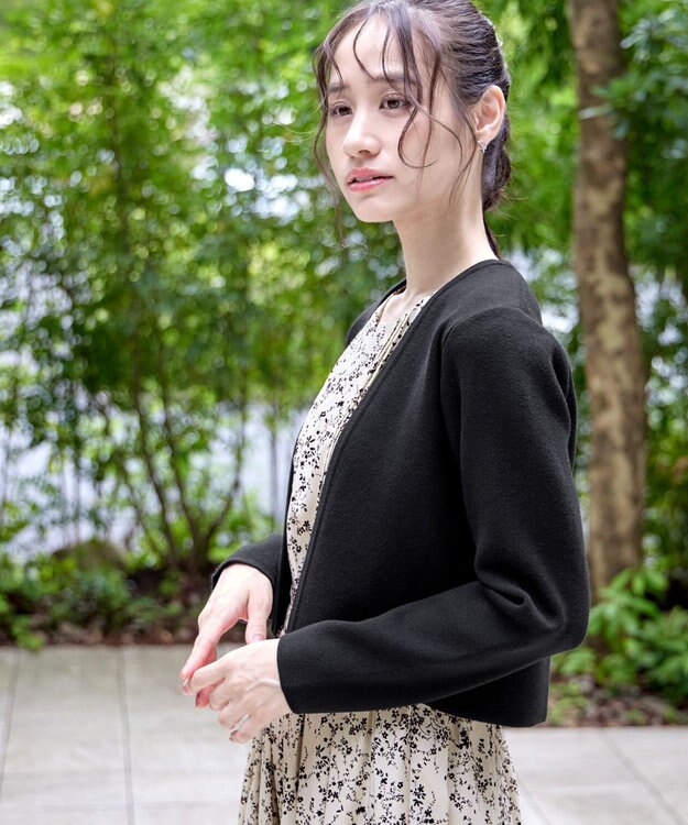 Tiaclasse L 【新色追加・洗える】ストレートショートニットボレロ ブラック