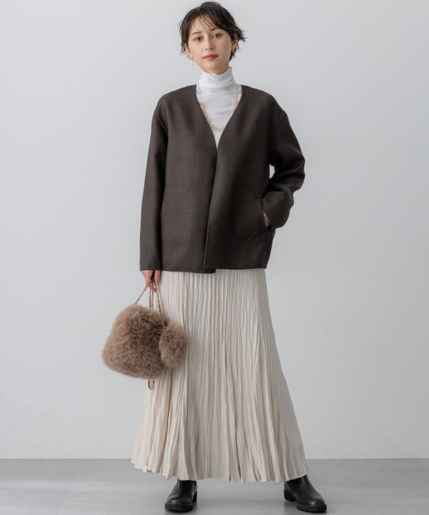 23区 L 【SLOW/一部店舗限定】シアーフライス タートルネック カットソー ホワイト系