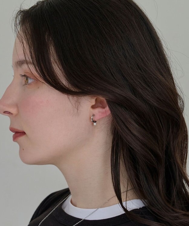 Phoebe 〈痛くないシリーズ/金属アレルギー対応〉ソロパールフープライトフィットイヤリング　シルバー/ニッケルフリー シルバー