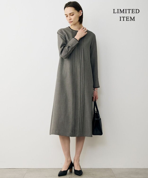 ICB L 【WEB限定】ツイードタックワンピース ブラウン系