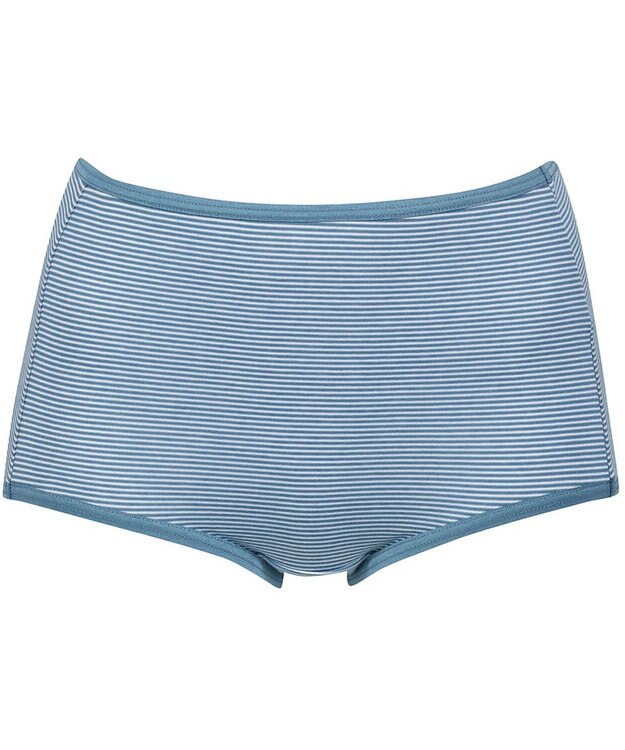 Wing ショーツ 綿混(身生地部) ここちよいフィット感 ムレにくい(身生地部) 【デイリーフィット 綿混ボーダー】 はきこみ丈ふかめ EC3650 ウイング／ワコール ブルー