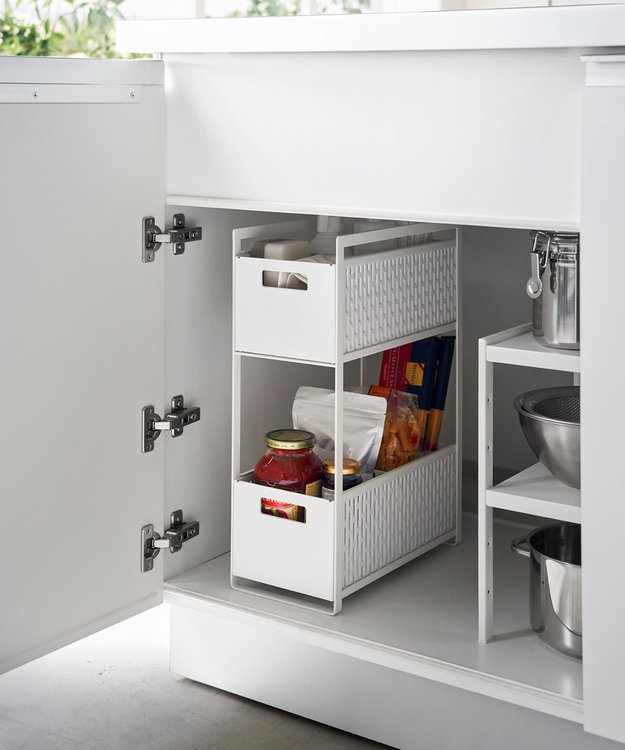 tower シンク下収納バスケット タワー 2段 ホワイト ホワイト