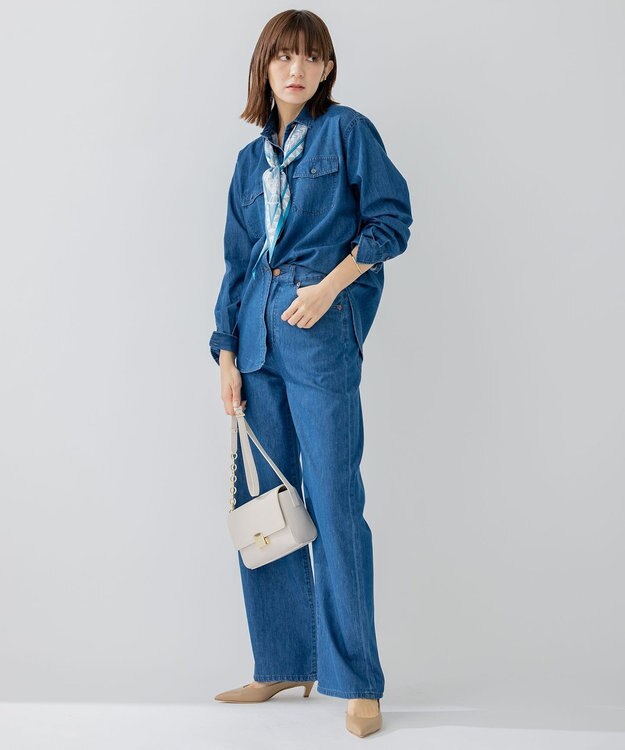 23区 S 【洗える】23区DENIM ライトダンガリー シャツ インディゴ