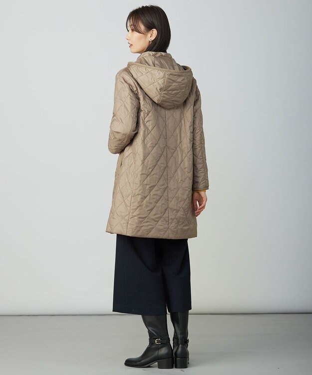 J.PRESS LADIES S 【WEB限定カラーあり・2way】コンパクトタフタキルティング  フーデッド コート ベージュ系