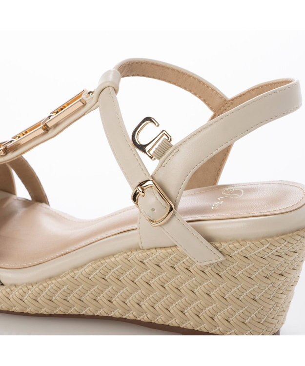 Riz raffinee <Riz raffinee>ウェッジヒールTストラップサンダル ベージュ