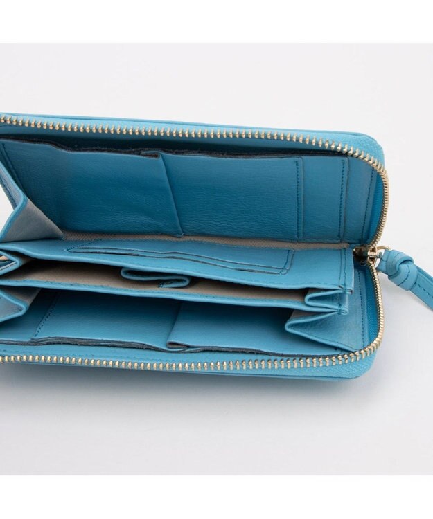 UNBILLION ペルケ perche / ドット型押しL字ロングストラップウォレット ブルー