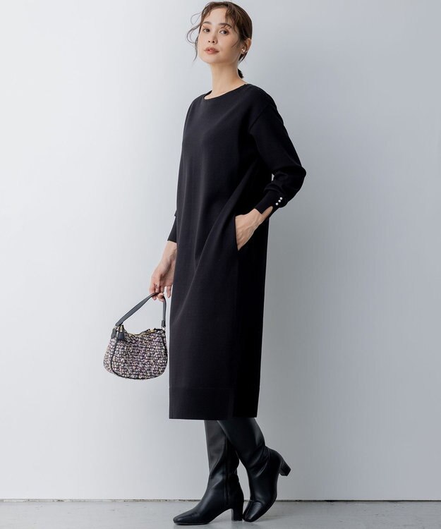 組曲 L 【WEB限定】コクーンシルエット ニットワンピース ブラック系