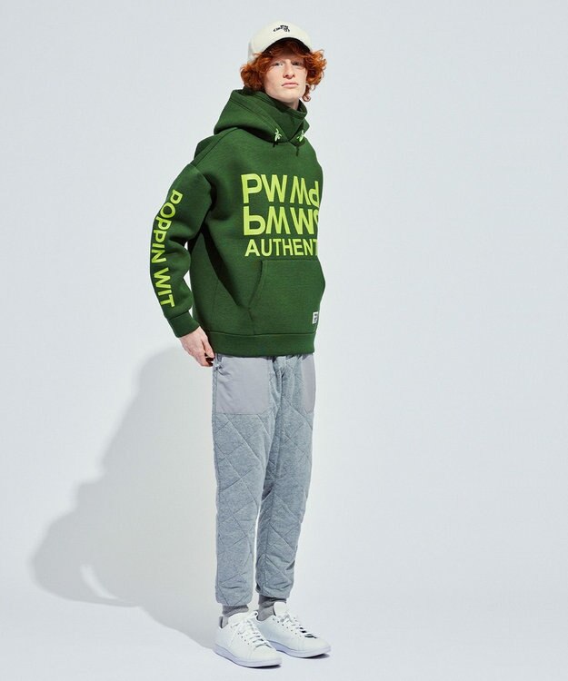 PW CIRCULUS 【NEWデザイン】【MEN】 LOGO graphic  デタッチャブルフーディー カーキ系